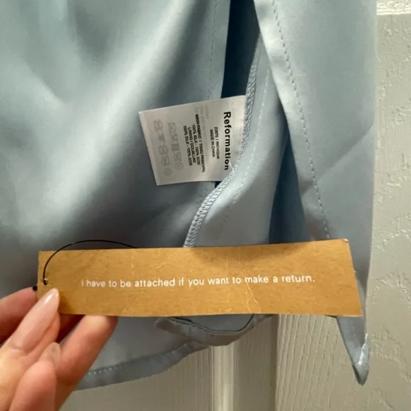 NWT Reformation Marguerite Silk Dress Size 6 in Horizon Blue - Picture 4 of 10